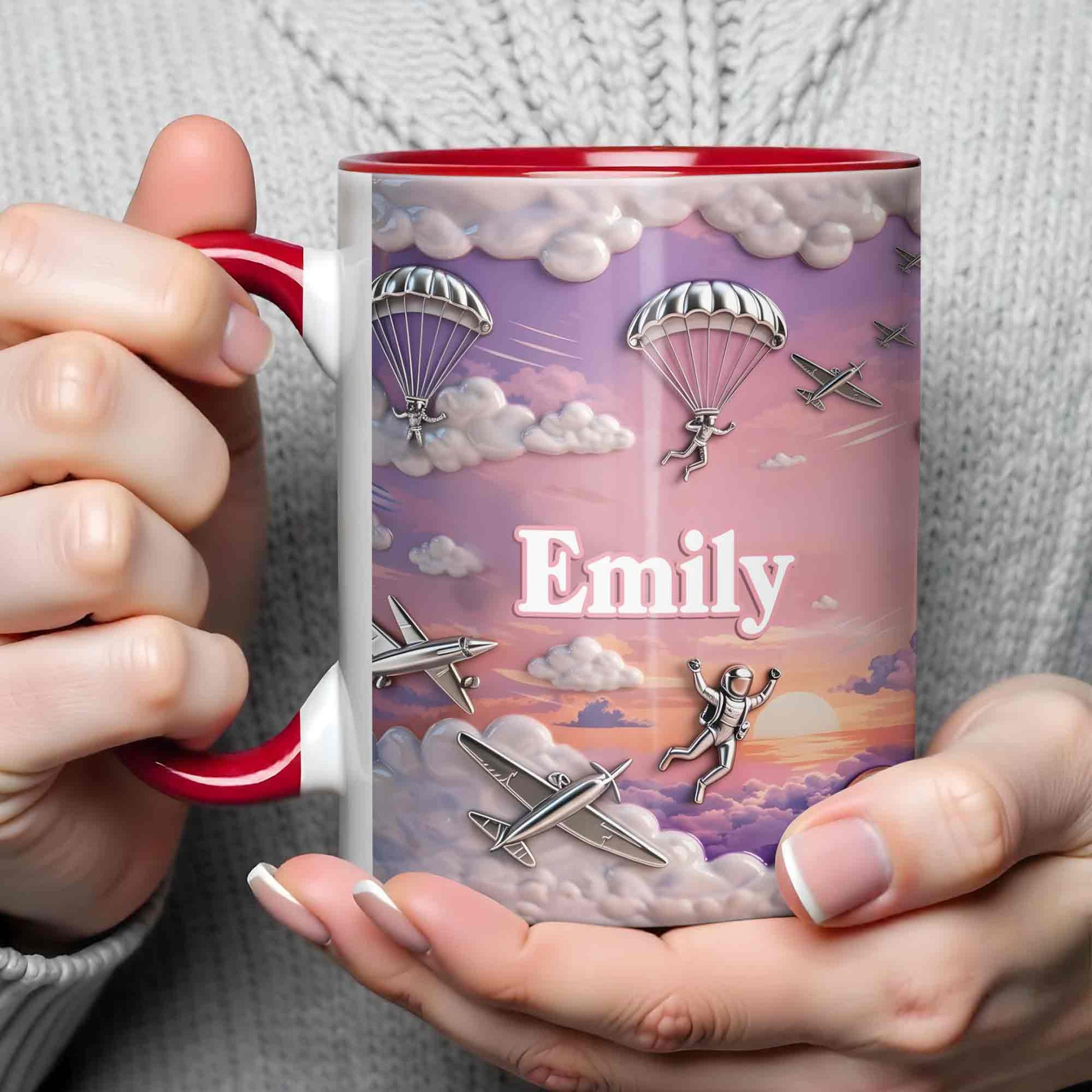 Flying High Above The Clouds With Skydiver And Airplane Graphics