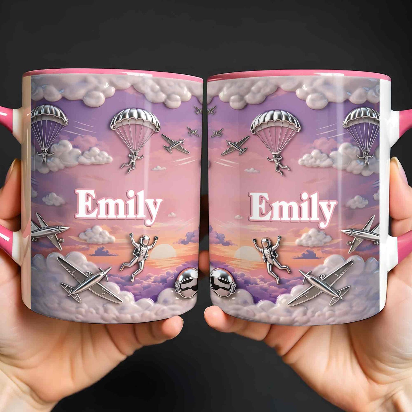 Flying High Above The Clouds With Skydiver And Airplane Graphics