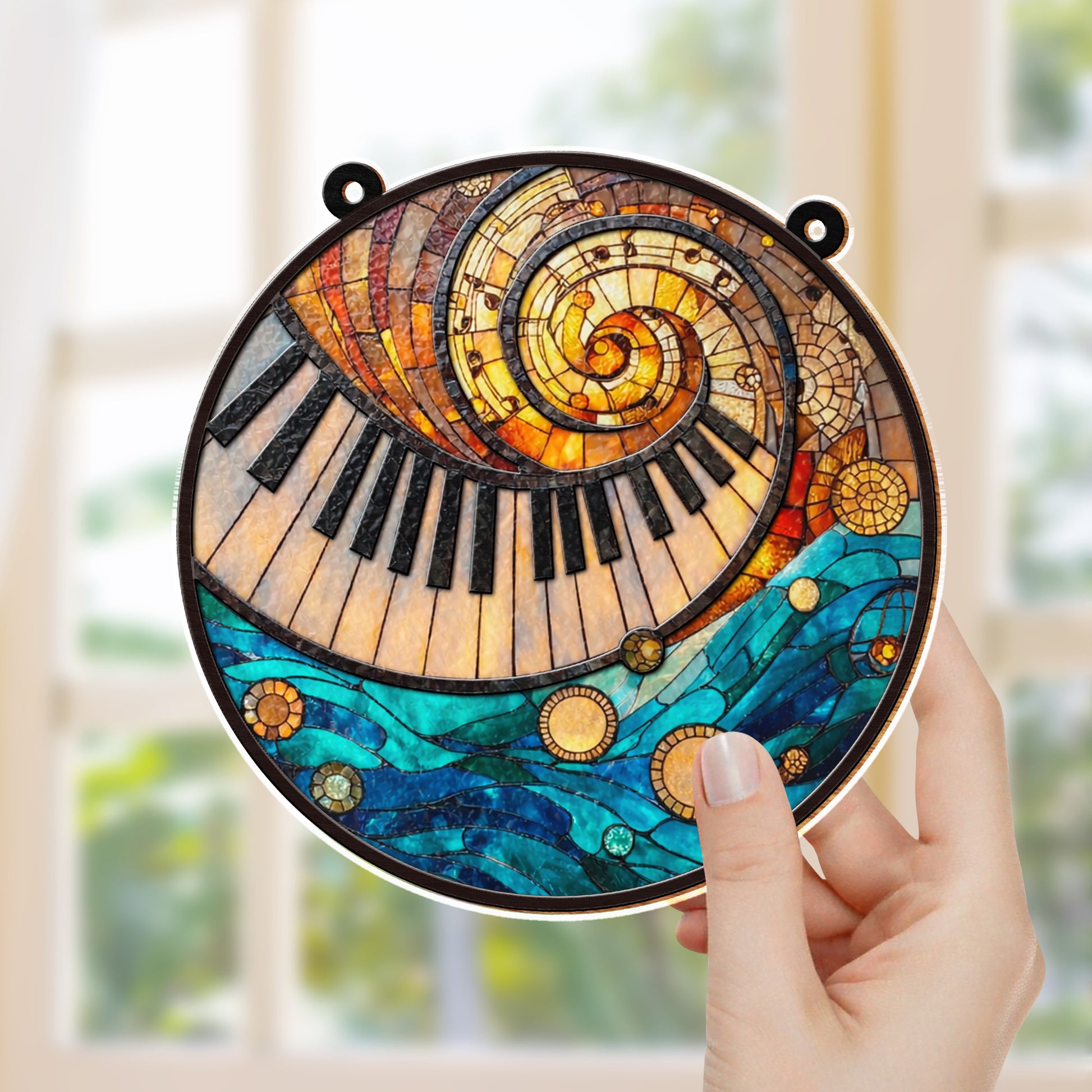 Music Is The Harmony Of The Soul, Piano Keys And Spiral Notes