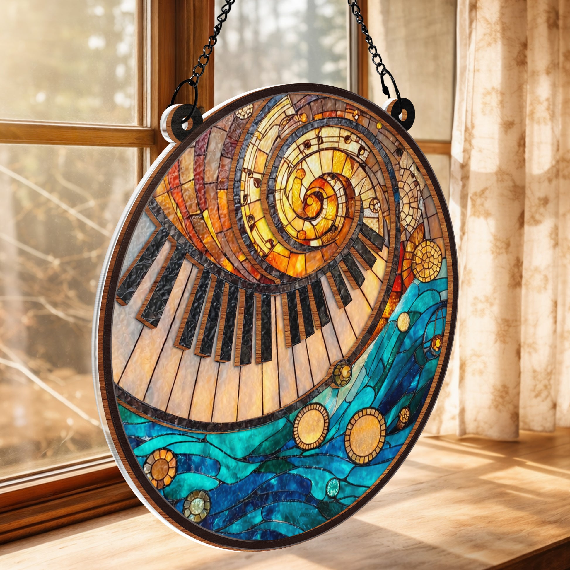 Music Is The Harmony Of The Soul, Piano Keys And Spiral Notes