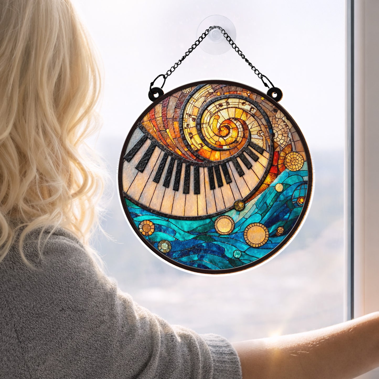 Music Is The Harmony Of The Soul, Piano Keys And Spiral Notes