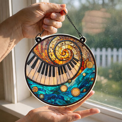 Music Is The Harmony Of The Soul, Piano Keys And Spiral Notes