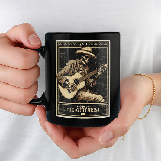 The Guitarist XVII Skeleton Tarot Card Playing Acoustic Guitar
