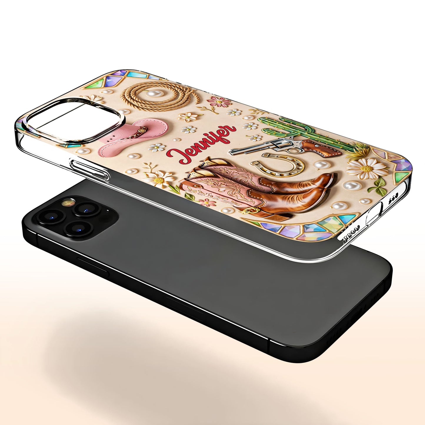 Cowgirl Spirit And Western Charm Cowboy Boots Pink Hat And Cactus