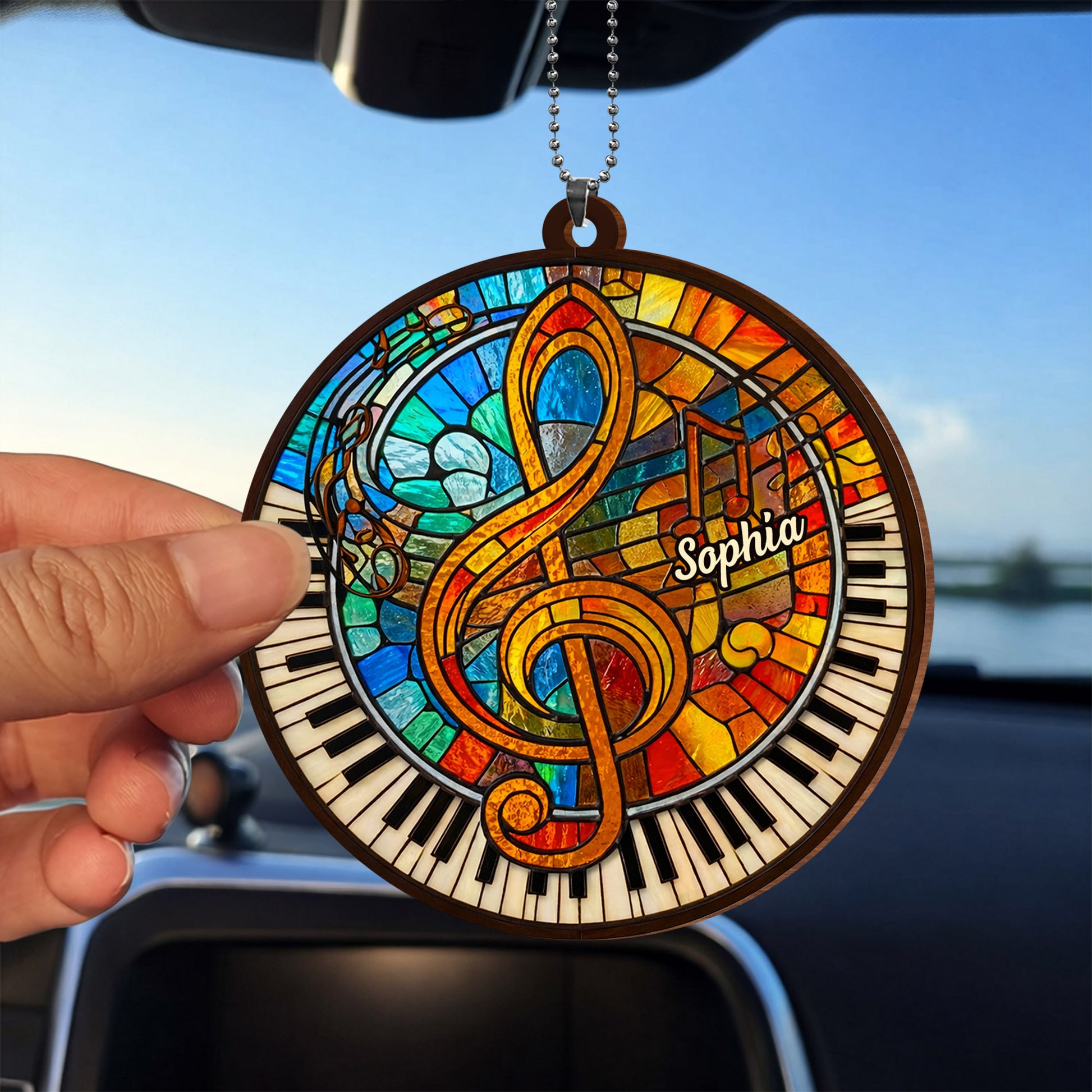 Harmonious Melodies In Stained Glass Art With Piano Keys And Clef