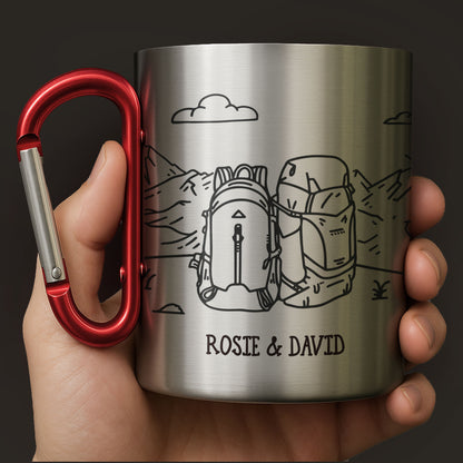 Adventuring Together Nature Scene With Backpacks And Mountains