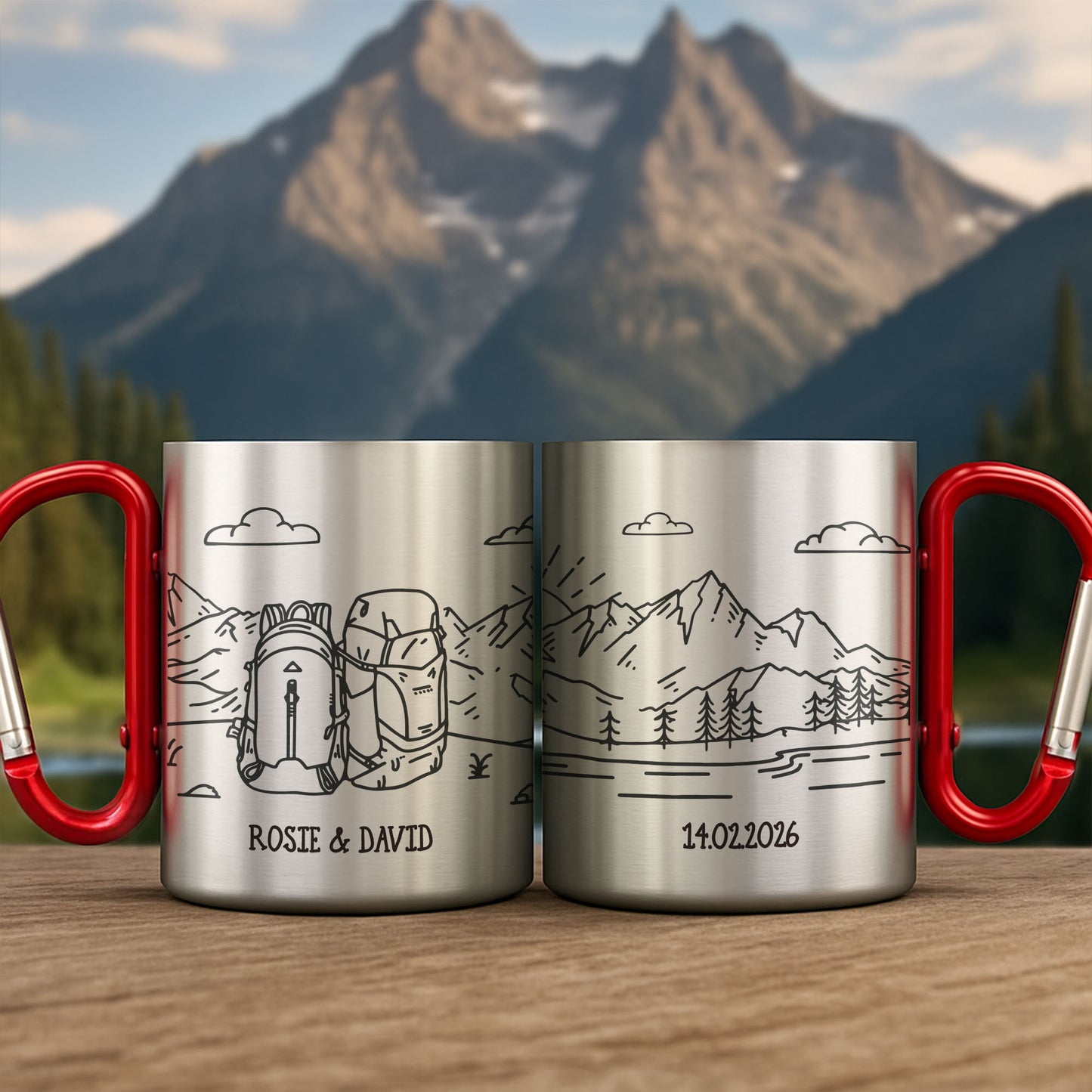 Adventuring Together Nature Scene With Backpacks And Mountains