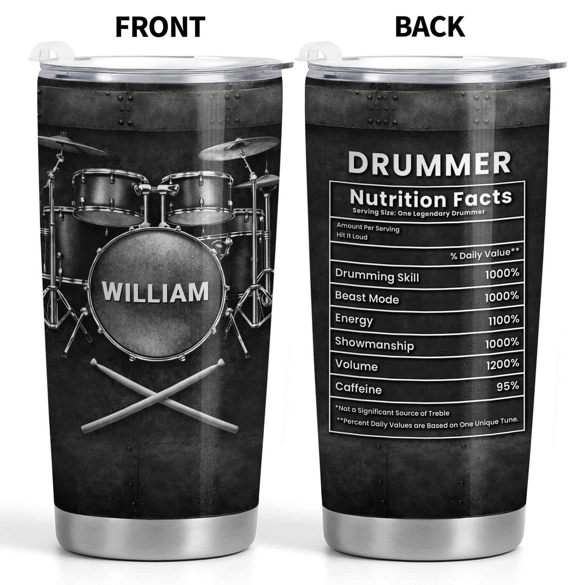 Drummer Nutrition Facts One Legendary Drummer With Drum Set And Sticks