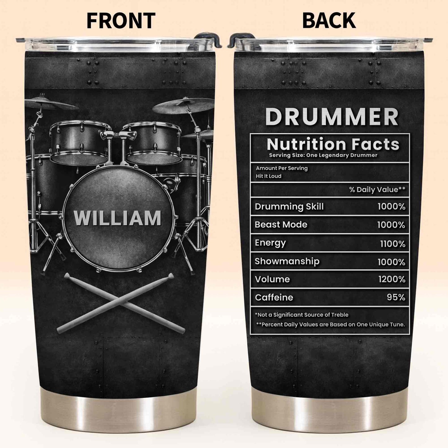 Drummer Nutrition Facts One Legendary Drummer With Drum Set And Sticks