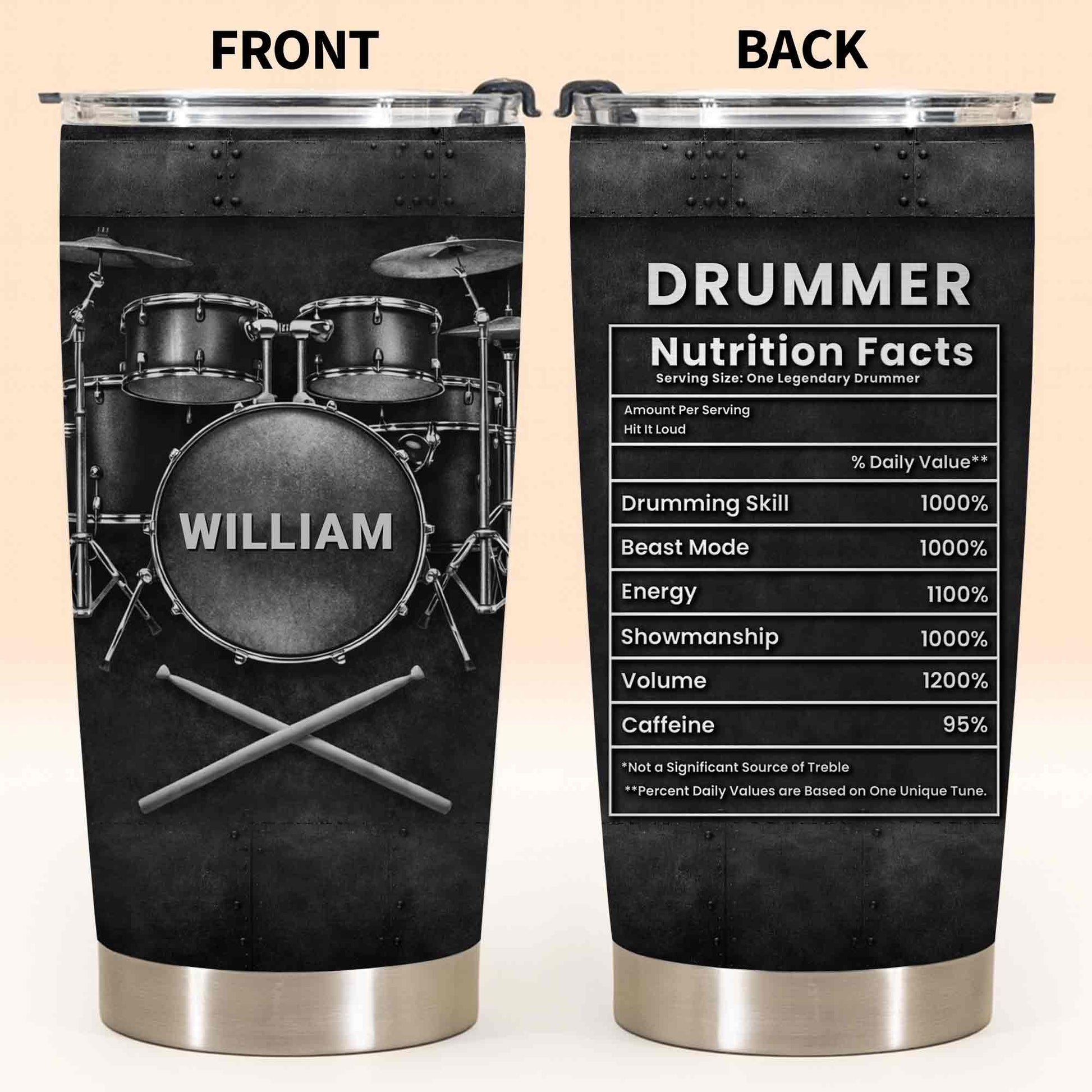 Drummer Nutrition Facts One Legendary Drummer With Drum Set And Sticks
