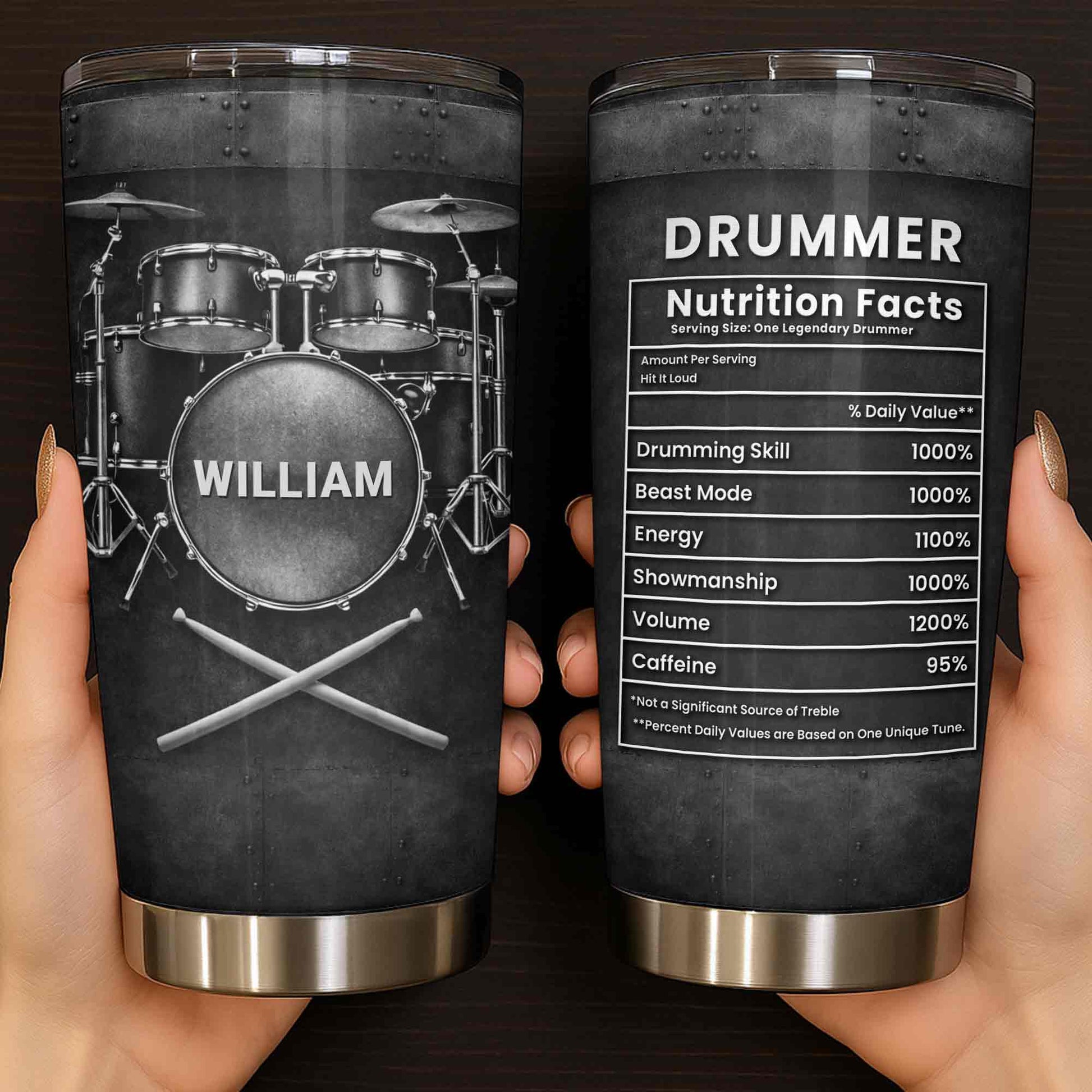 Drummer Nutrition Facts One Legendary Drummer With Drum Set And Sticks