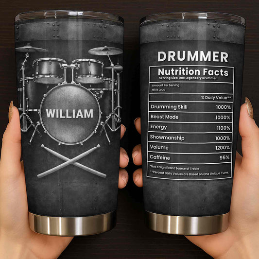 Drummer Nutrition Facts One Legendary Drummer With Drum Set And Sticks