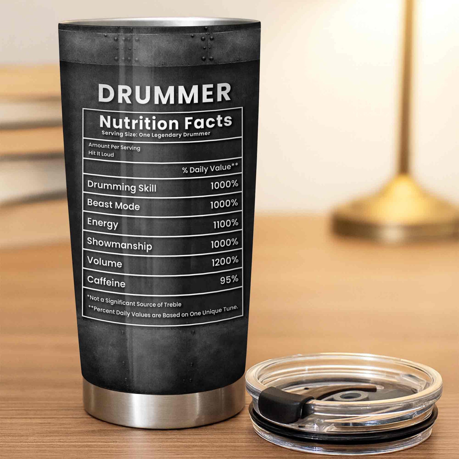 Drummer Nutrition Facts One Legendary Drummer With Drum Set And Sticks