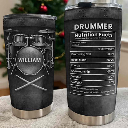 Drummer Nutrition Facts One Legendary Drummer With Drum Set And Sticks