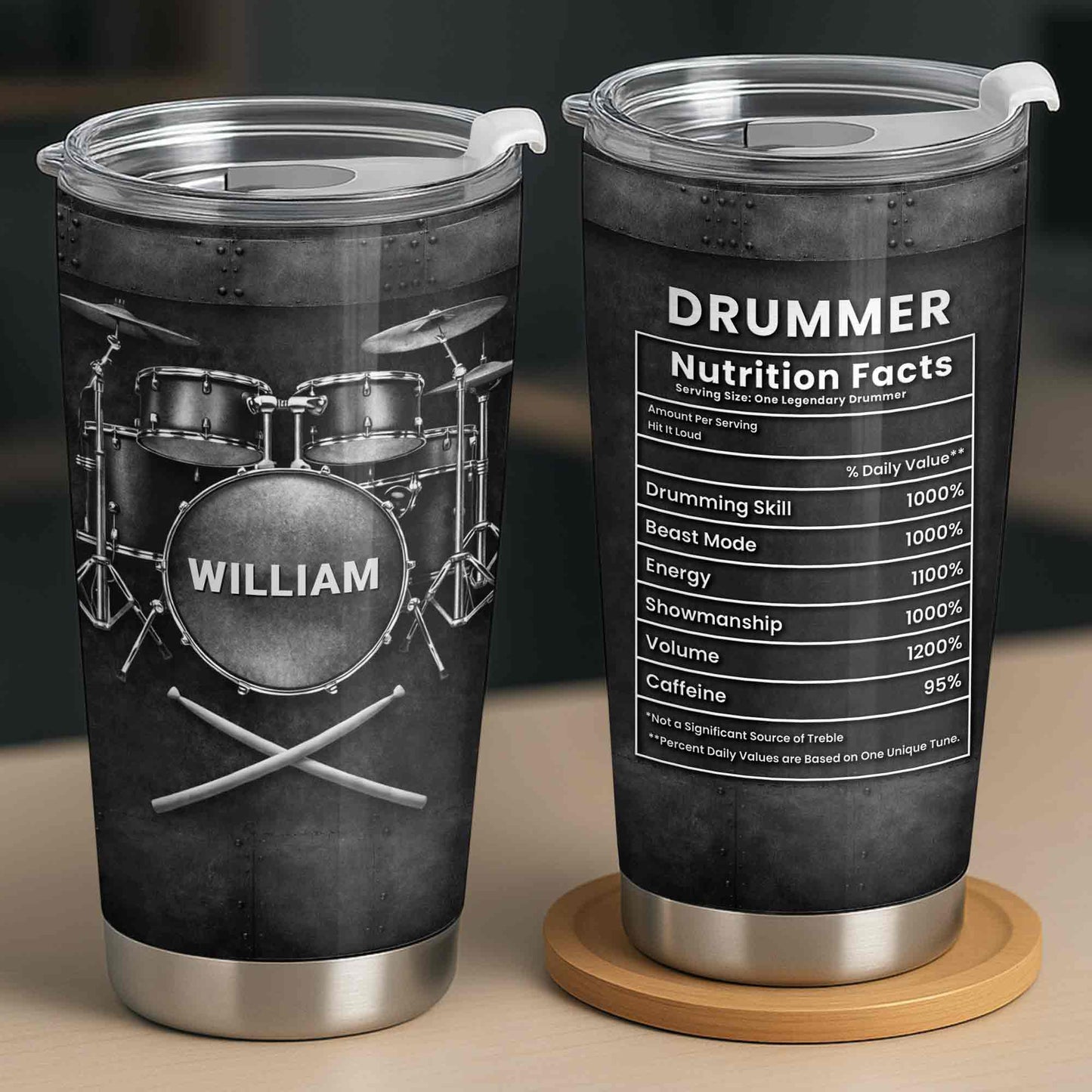 Drummer Nutrition Facts One Legendary Drummer With Drum Set And Sticks