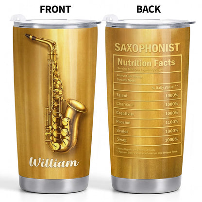 Saxophonist Nutrition Facts With Golden Saxophone