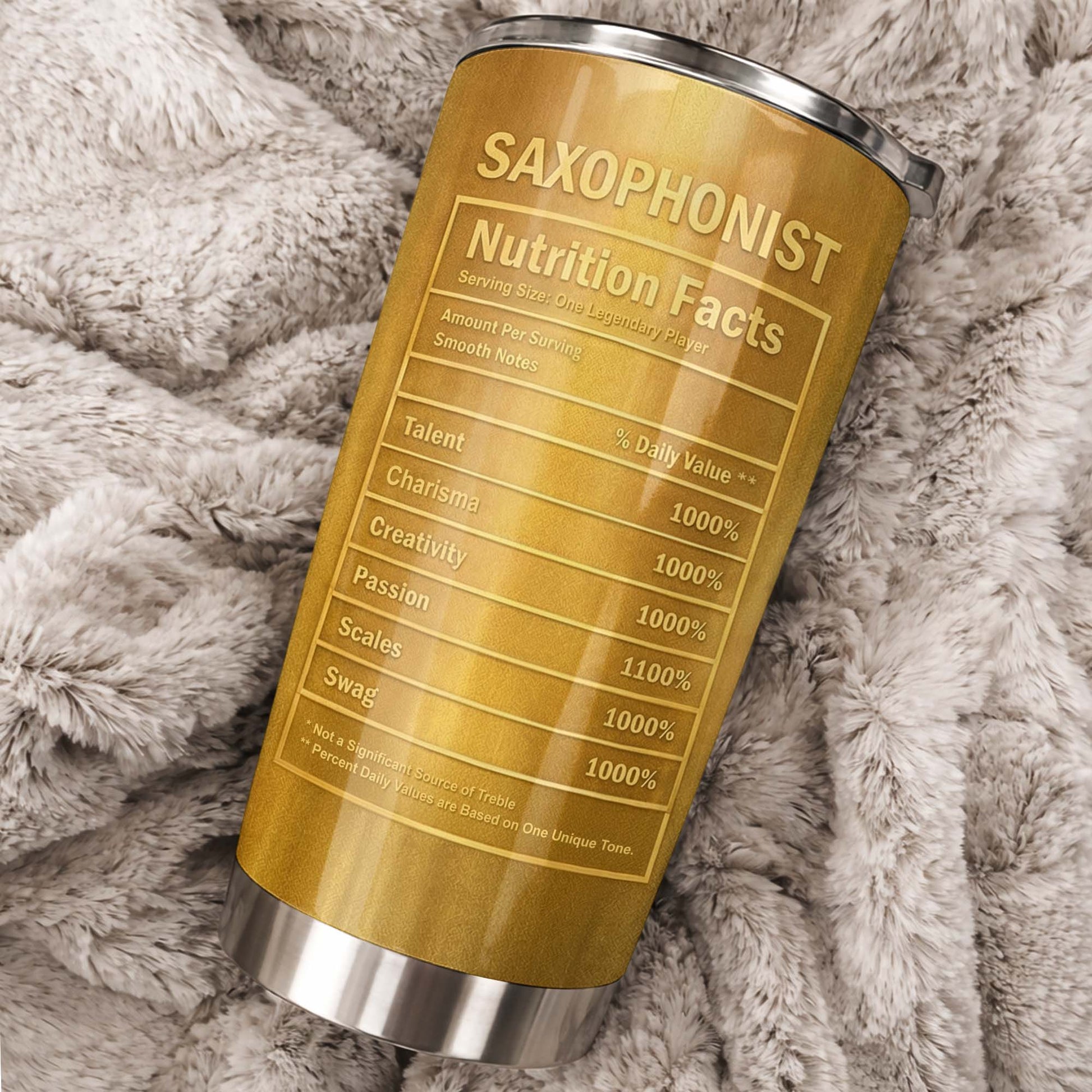 Saxophonist Nutrition Facts With Golden Saxophone