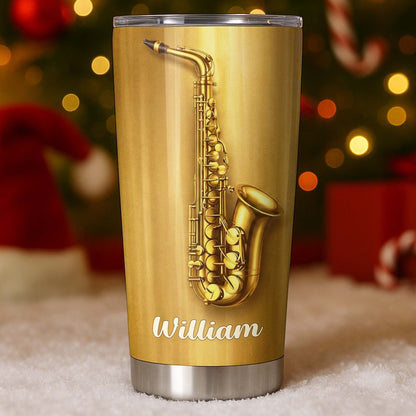 Saxophonist Nutrition Facts With Golden Saxophone - Personalized Custom Stainless Steel Tumbler 20oz 30oz - HOB104_TB