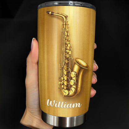 Saxophonist Nutrition Facts With Golden Saxophone - Personalized Custom Stainless Steel Tumbler 20oz 30oz - HOB104_TB