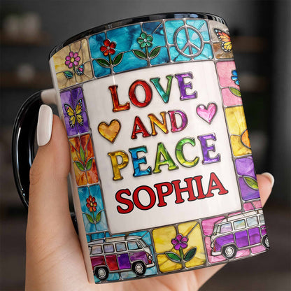 Love And Peace With Flowers Butterflies And Vintage Van Design