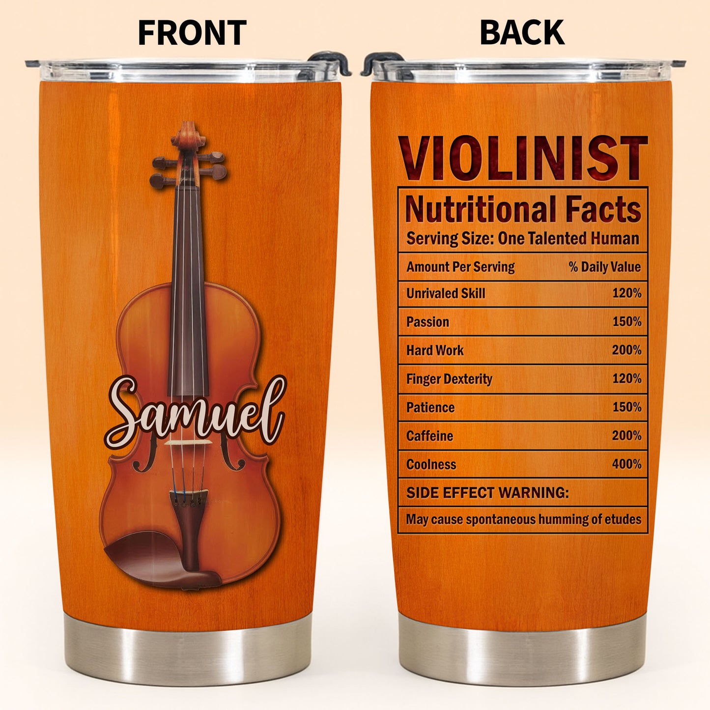 Violinist Nutritional Facts One Talented Human With Violin Graphic