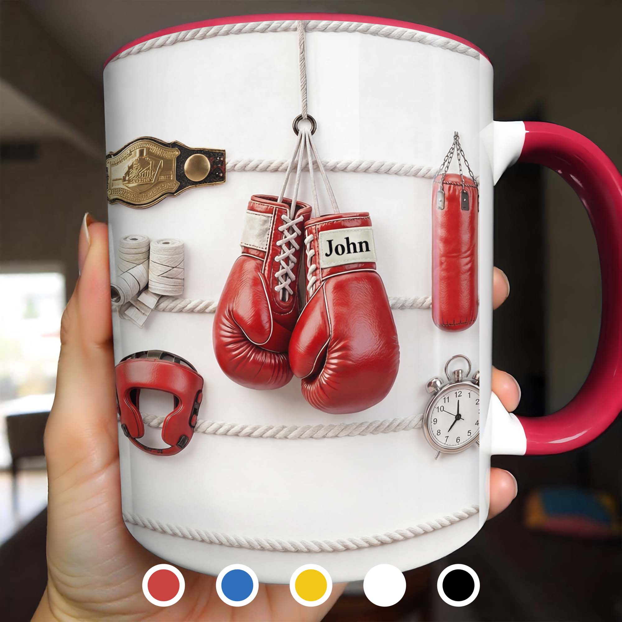 A True Champion, Personalized Custom Accent Mug, Gift For Boxing Lovers ...