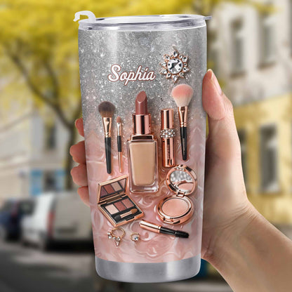Stay Fabulous With Every Sip Glitter Makeup Brushes and Lipstick