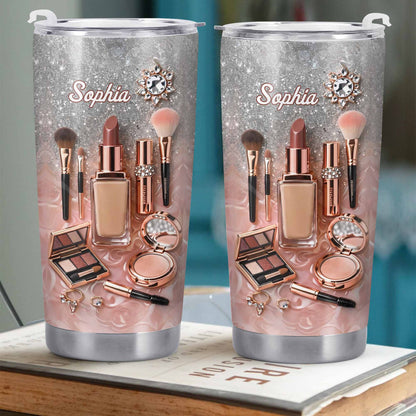 Stay Fabulous With Every Sip Glitter Makeup Brushes and Lipstick