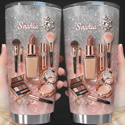Stay Fabulous With Every Sip Glitter Makeup Brushes and Lipstick