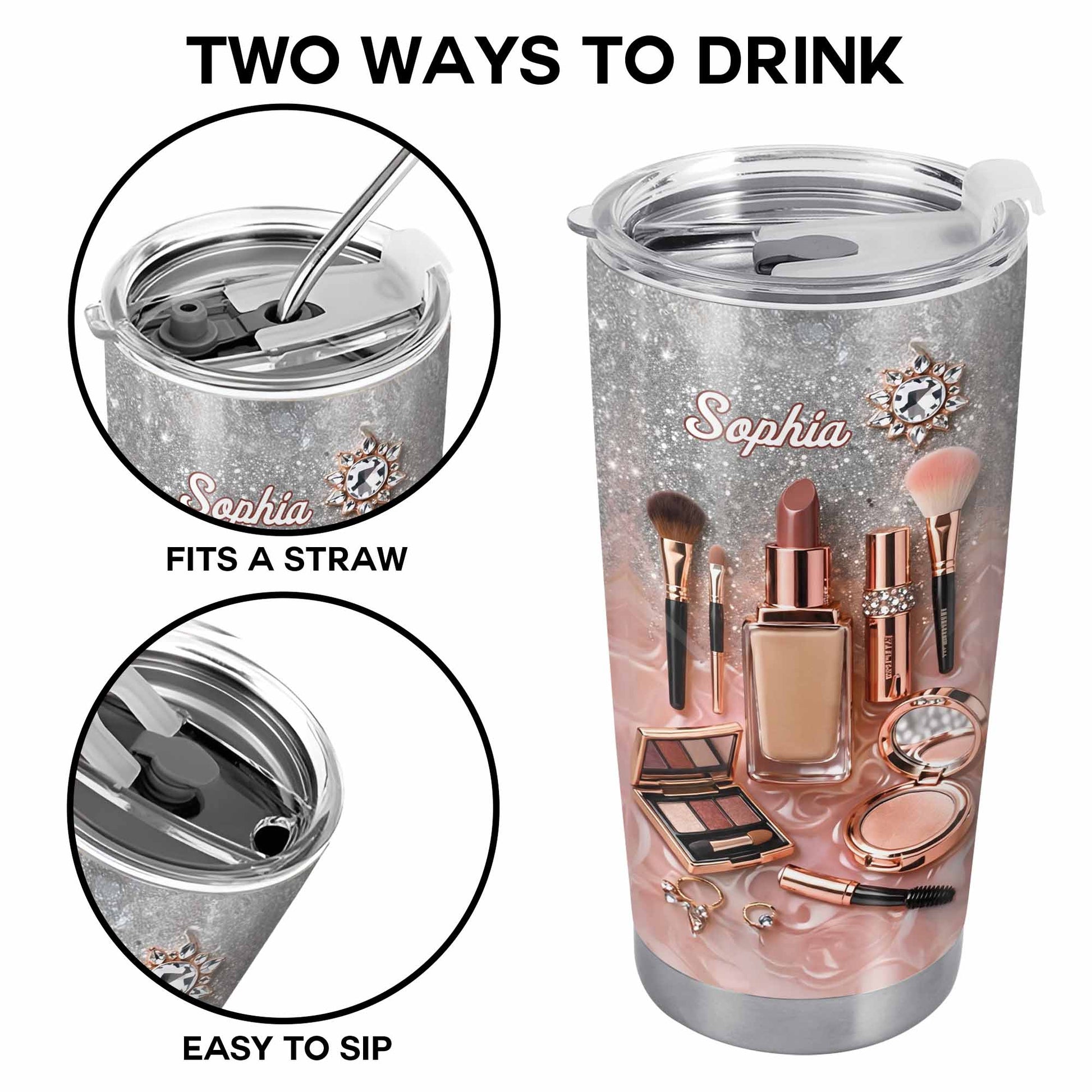 Stay Fabulous With Every Sip Glitter Makeup Brushes and Lipstick