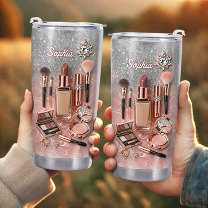 Stay Fabulous With Every Sip Glitter Makeup Brushes and Lipstick