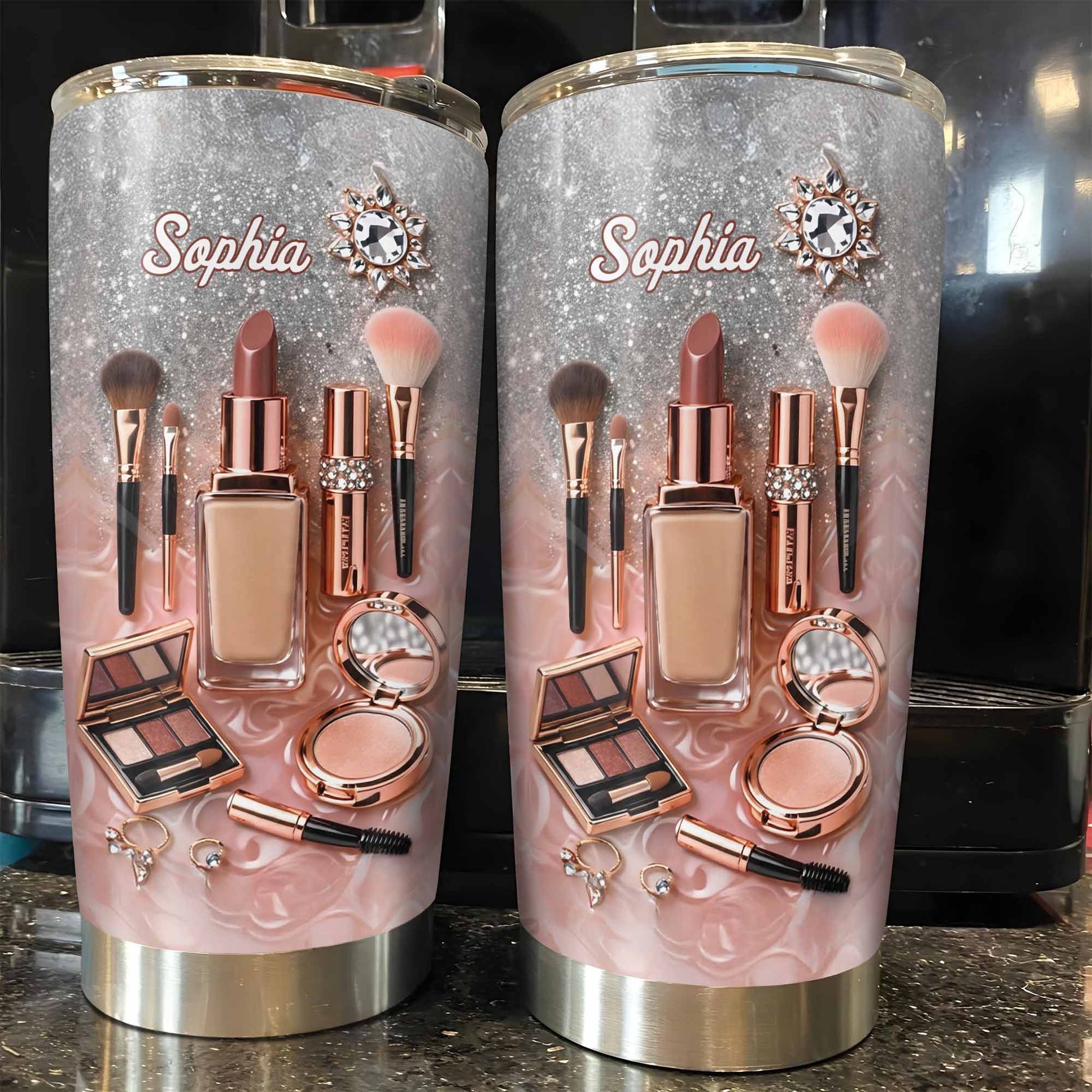 Stay Fabulous With Every Sip Glitter Makeup Brushes and Lipstick