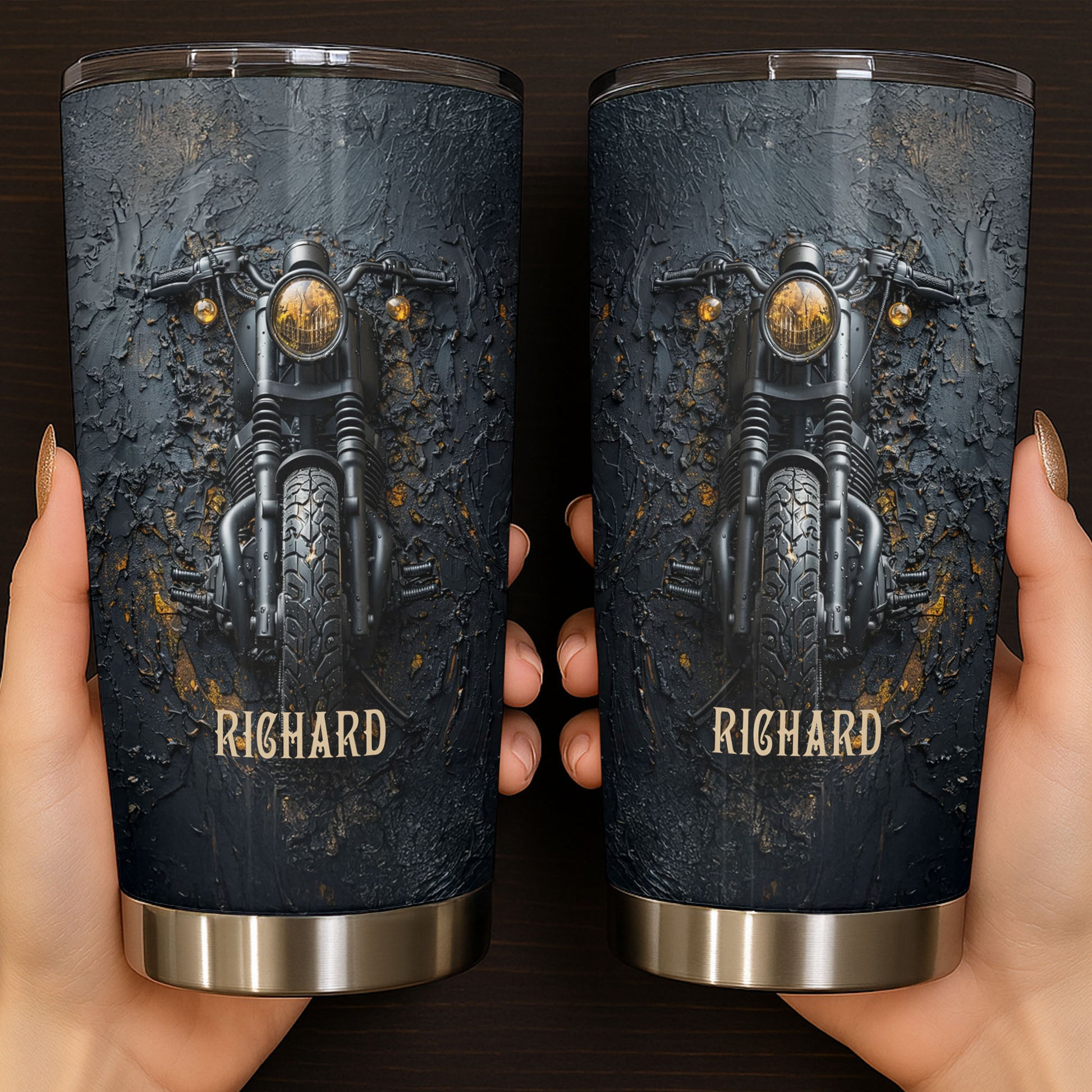 Classic Motorcycle Design With Custom Name And Vintage Art