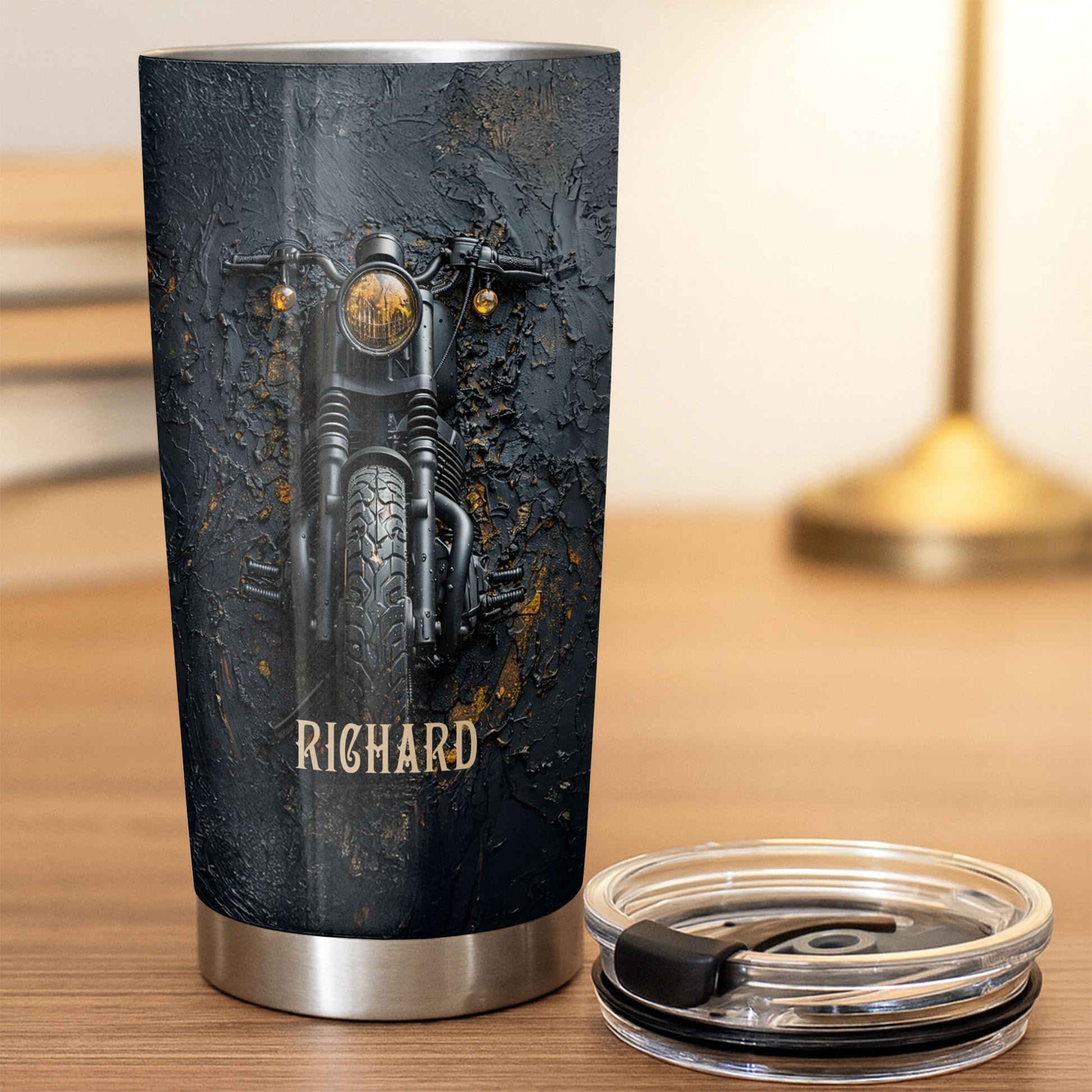 Classic Motorcycle Design With Custom Name And Vintage Art