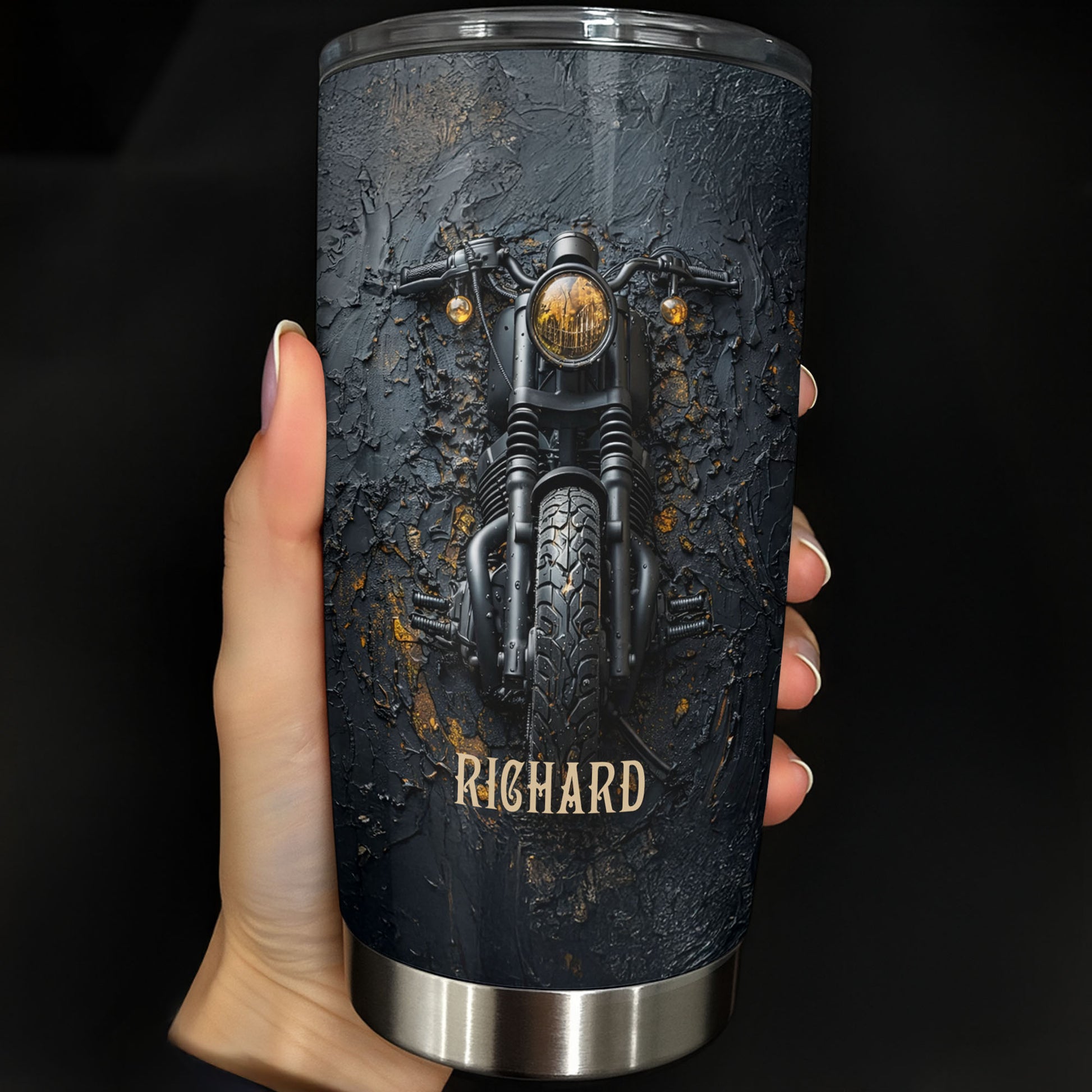 Classic Motorcycle Design With Custom Name And Vintage Art