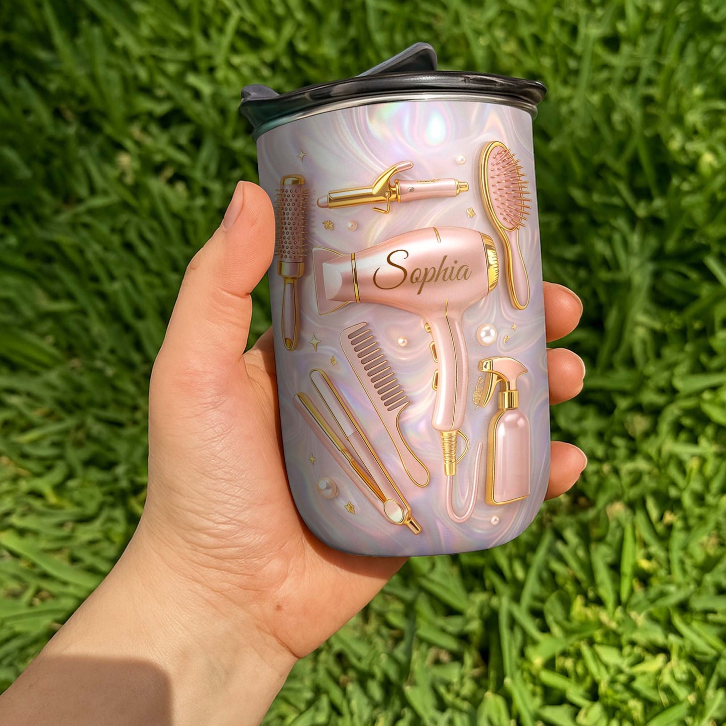 Professional Hair Stylist Essentials Hair Dryer And Styling Tools - Personalized Custom 10oz Tumbler - HOB119_MTUM