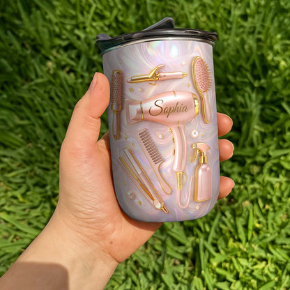 Professional Hair Stylist Essentials Hair Dryer And Styling Tools - Personalized Custom 10oz Tumbler - HOB119_MTUM