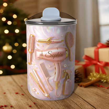 Professional Hair Stylist Essentials Hair Dryer And Styling Tools - Personalized Custom 10oz Tumbler - HOB119_MTUM