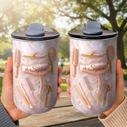 Professional Hair Stylist Essentials Hair Dryer And Styling Tools - Personalized Custom 10oz Tumbler - HOB119_MTUM