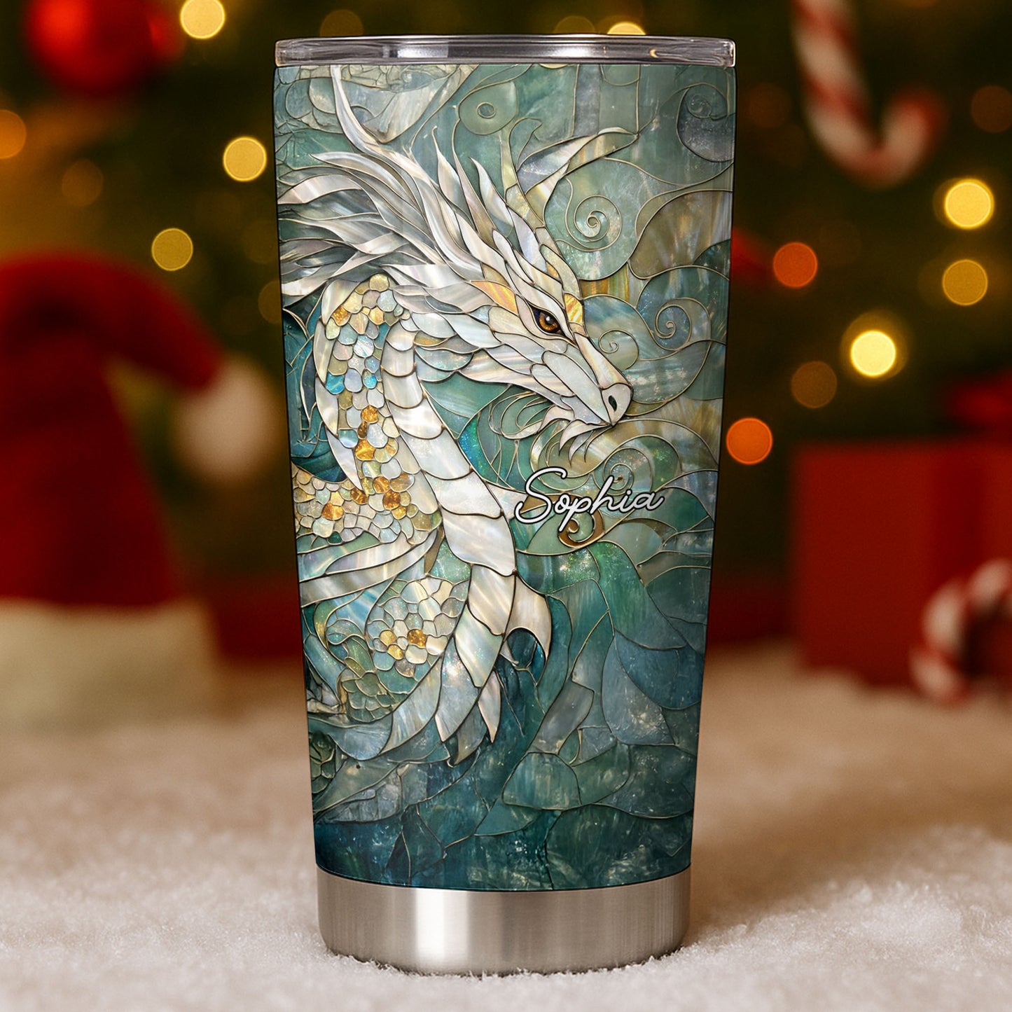 Mother Of Pearl Stained Glass Dragon Art Design