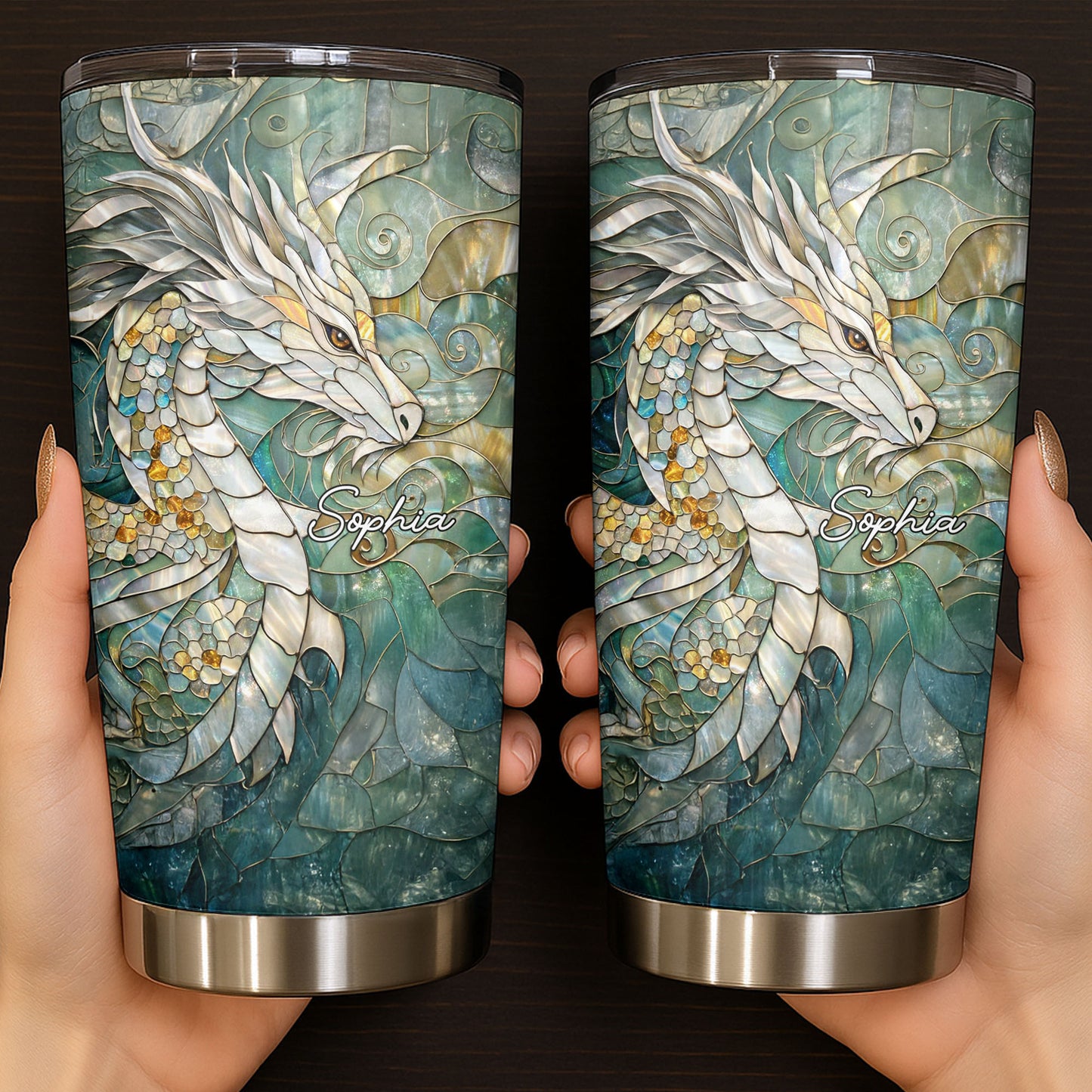 Mother Of Pearl Stained Glass Dragon Art Design