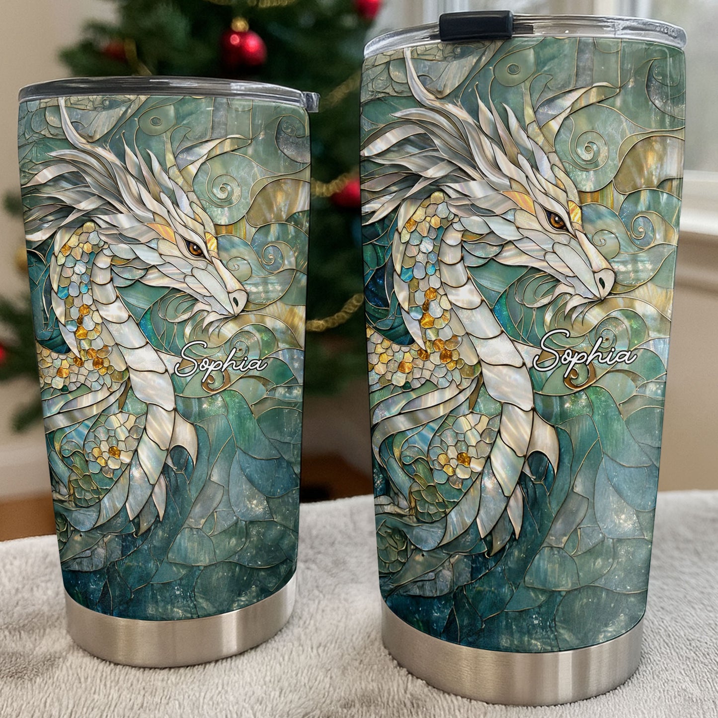 Mother Of Pearl Stained Glass Dragon Art Design