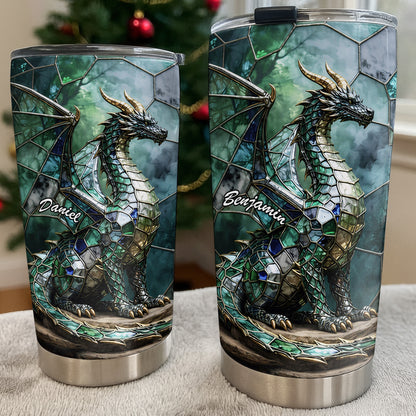 Mystical Stained Glass Dragon Guardian Fantasy Art