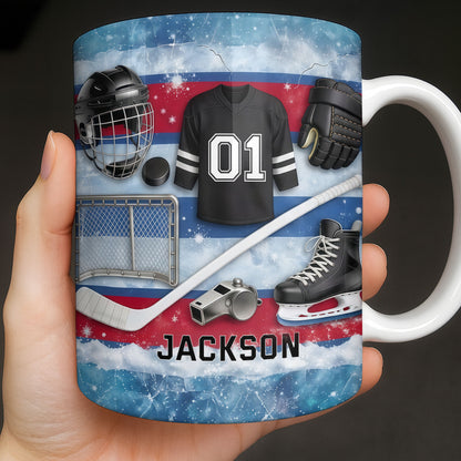 Ice Hockey Equipment Collection With Jersey Helmet And Skates - Personalized Custom Coffee Mug - HOB135_MG