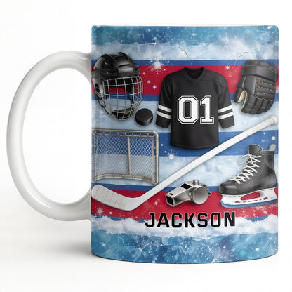 Ice Hockey Equipment Collection With Jersey Helmet And Skates - Personalized Custom Coffee Mug - HOB135_MG
