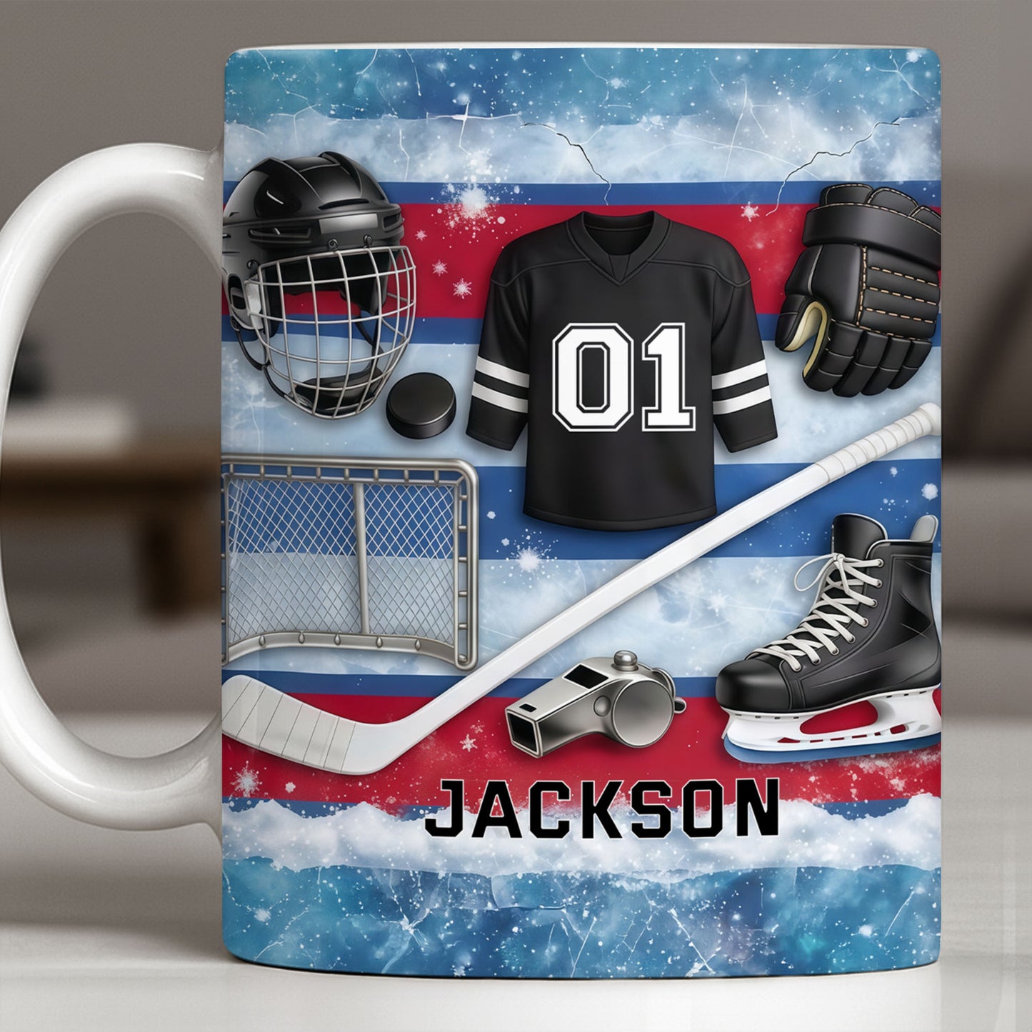 Ice Hockey Equipment Collection With Jersey Helmet And Skates - Personalized Custom Coffee Mug - HOB135_MG