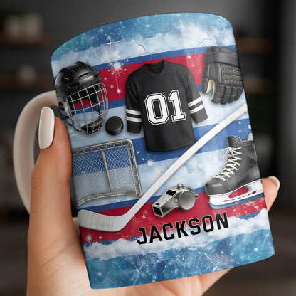 Ice Hockey Equipment Collection With Jersey Helmet And Skates - Personalized Custom Coffee Mug - HOB135_MG