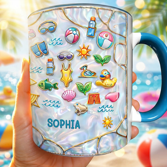 Enjoying The Sun And Waves Beach Icons And Swimwear - Personalized Custom Accent Mug - HOB153_AMUG