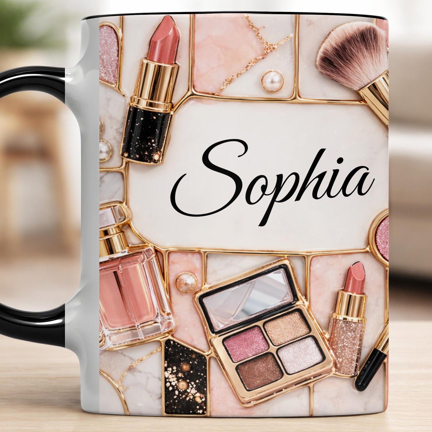 Beauty Is My Passion Makeup Art With Lipstick And Brushes - Personalized Custom Accent Mug - HOB162_AMUG