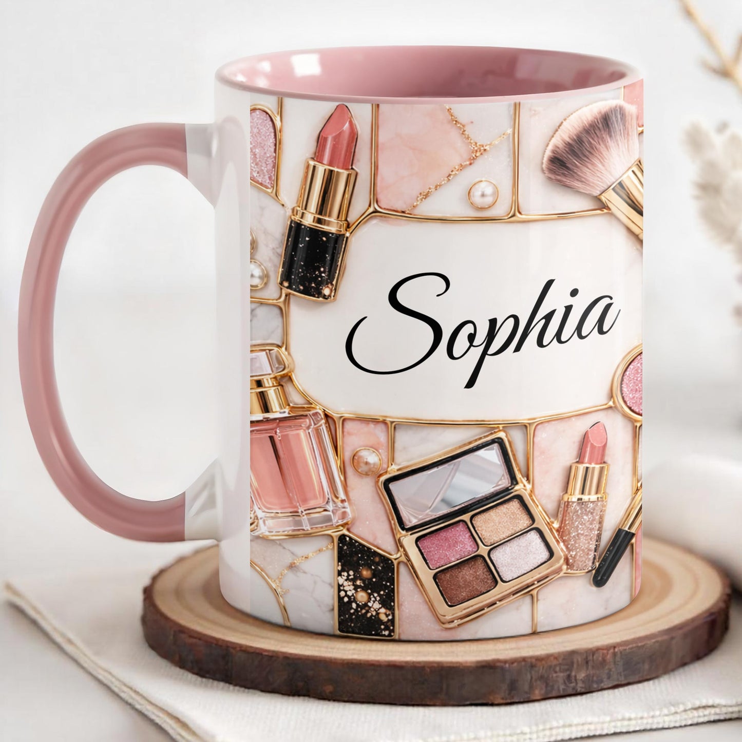 Beauty Is My Passion Makeup Art With Lipstick And Brushes - Personalized Custom Accent Mug - HOB162_AMUG